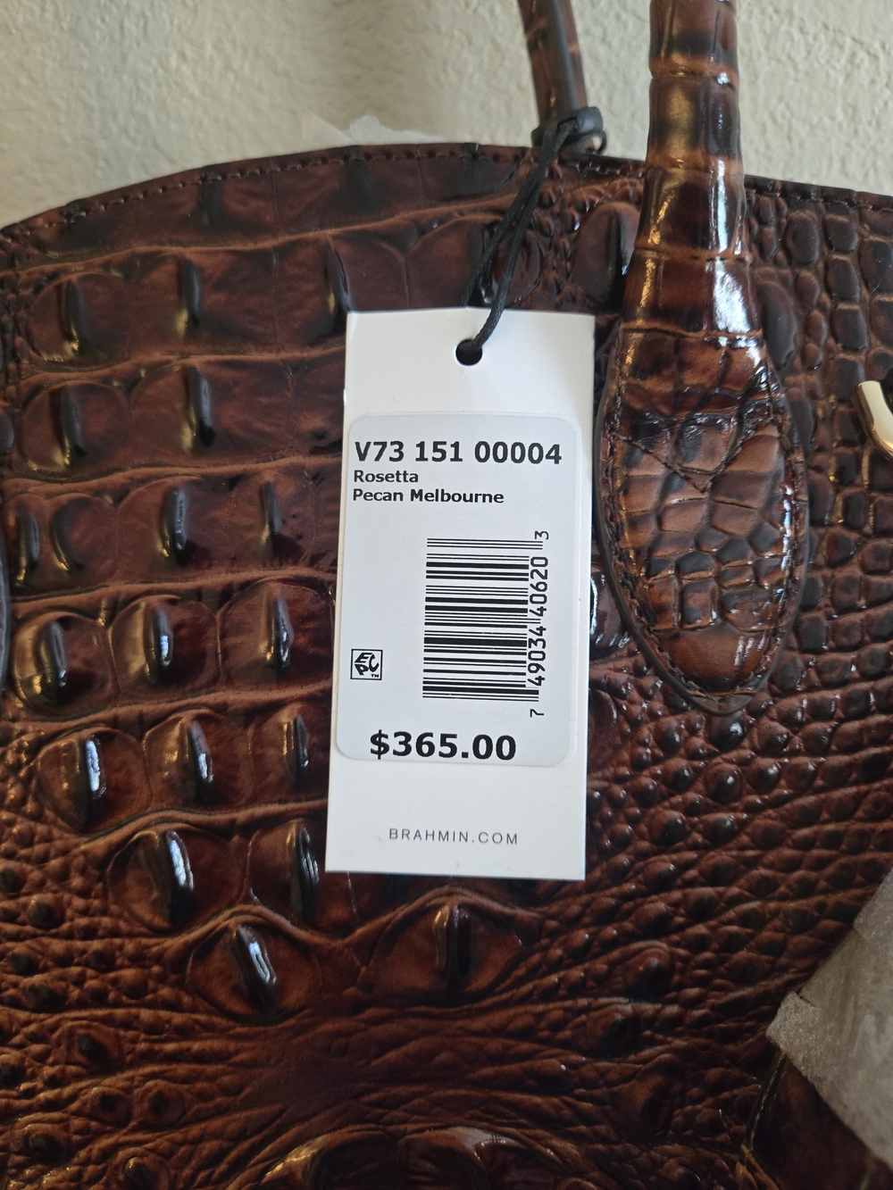 Brahmin Dark Brown Croc-Embossed Satchel - Picture 13 of 16